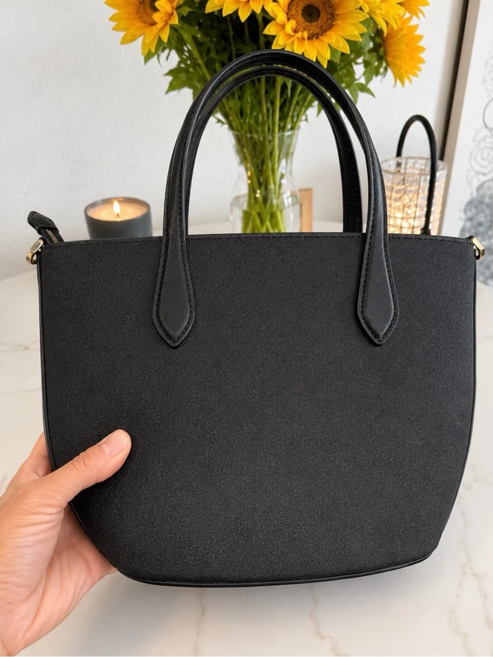 kate spade Black  Glitter Satchel Tote with Top Handles